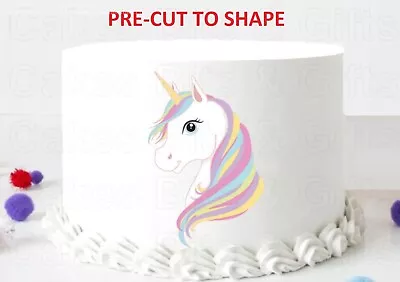 $8.95 • Buy RAINBOW UNICORN Edible Icing CAKE TOPPER Birthday Decoration PRECUT TO SHAPE