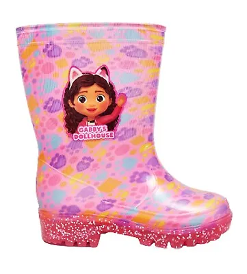 Gabby's Dollhouse Girls Pink Glitter Wellies Wellington Boots Uk Size 5-10 • £14.99