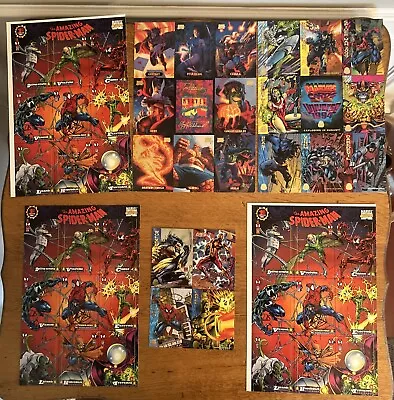 Six Uncut Marvel Trading Card Promo Sheets. X-Men Spider-Man Fantastic Four • $4.99