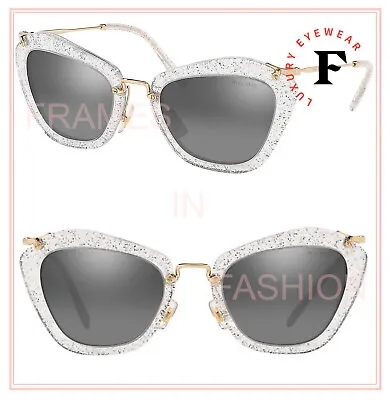 MIU MIU Authentic NOIR 10N White Silver Glitter Mirrored Sunglasses MU10NS • $237.60
