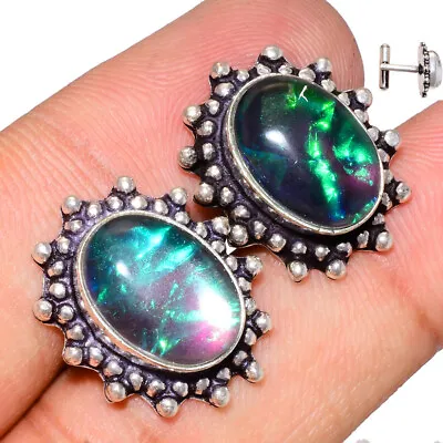 Australian Triplet Opal 925 Silver Vintage Handmade Cufflink Jewelry XE-16 • $12.99