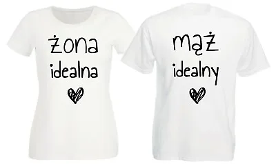 Maz Idealny Zona Idealna Koszulki T-shirt Set FOR COUPLE Polish Wife Husband • £11.99