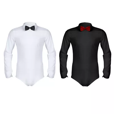 Men's Long Sleeve Zipper Romper Dance Shirt Ballroom Modern Salsa Samba Shirts • £14.34