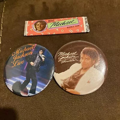 Vintage Topps Michael Jackson  Stick Gum Plus Two Rare Buttons • $20