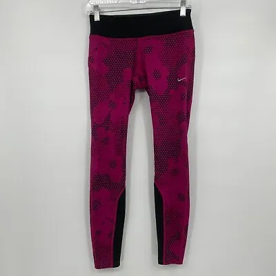 Nike Women's Dri Fit Leggings Lightweight Pockets Casual Pink Black Size S • $11.24