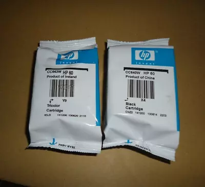 Two New Genuine HP60 Ink Cartridges - HP60 Black & HP60 Tricolor  - Expired • $15.99