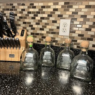 Lot Of 4 Patron Silver Tequila Empty Bottles Corks 750ml • $36