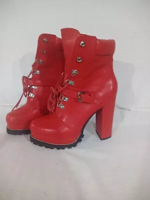 NWT Women’s Liliana Red Lace-Up Bootie 7.5 • $12.97