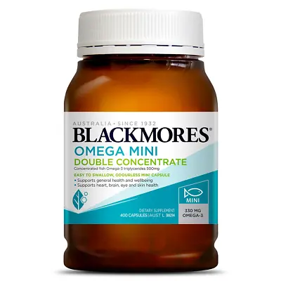 New Blackmores Omega Mini Double Concentrate 400 Capsules Fish Oil Omega 3 • $31.95