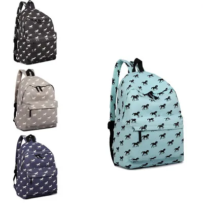 Horse Print Backpack Travel Rucksack Laptop Bag Boys Girls Retro School • £8.99
