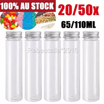 20/50x Clear Plastic Test Tubes With Metal Cap Screw Lid For Wedding Party Decr • $15.25