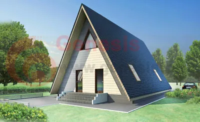 A-Frame Cabin Two Story Cottage Plans Triangular House Building Drawings • $9
