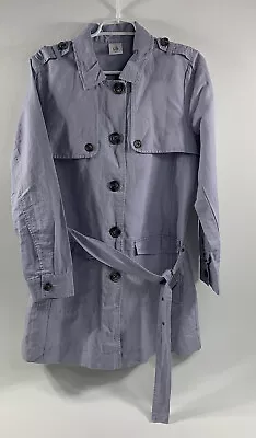 Cabi Linen Blend Light Blue / Purple Belted Trench Coat Women’s M Capsule Layers • $29.80