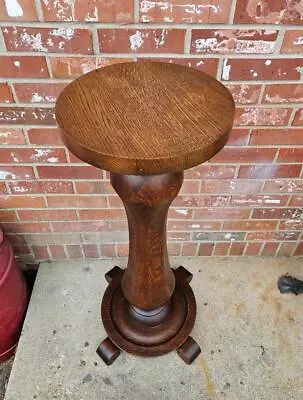 Vintage Cherry Plant Stand Fern Table Handmade Carved Wood Pedestal Footed 35  • $379.99