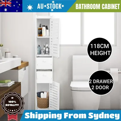 118cm Bathroom Storage Cabinet Organiser Cupboard Shelf Tall Slim Laundry Toilet • $65.98