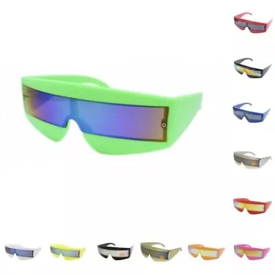 Sci Fi 80s Visor Wrap Around Sunglasses Robot/Cyclops/Lady Gaga/Daft Punk/Neon/M • $31.01