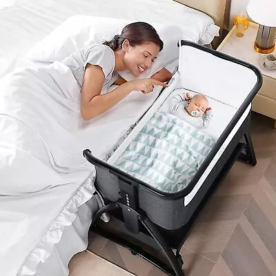 Baby Bassinet Bedside Sleeper For Baby Easy Folding Portable Crib With Storage • $107.99