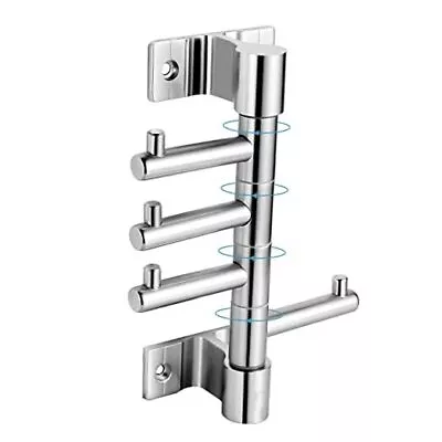 Swivel Towel Hooks Wall Coat Rack With 4 Swivel Arms Towel Hooks For Silvery • $44.78