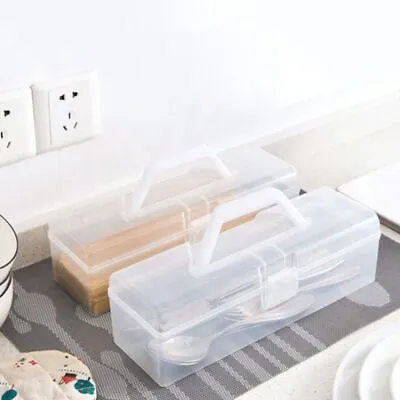 Transparent Pasta Container With Lid Handheld Noodle Storage Box  Spoon • $13.29