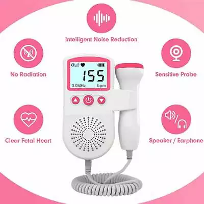 Fetal Doppler Detector Baby Heart Beat Rate Probe Prenatal Monitor Ultrasonic • £15.76