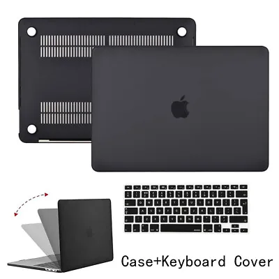 Black Shell Case Cover+Keyboard Skin For Apple Macbook Air Pro 11 12 13 14 15 16 • £10.94