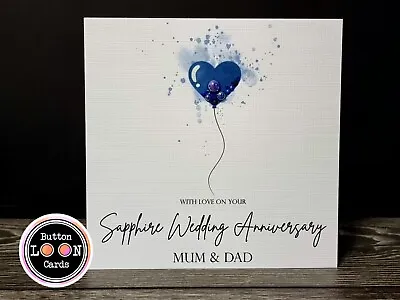£3.85 • Buy Handmade & Personalised Card - Sapphire Wedding Anniversary 45th 65th ANY TEXT