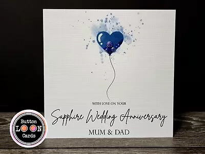 Handmade & Personalised Card - Sapphire Wedding Anniversary 45th 65th ANY TEXT • £3.85