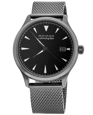 Movado Heritage Black Dial Gun Metal Mesh Band Men's Swiss Watch -3650119 • $280