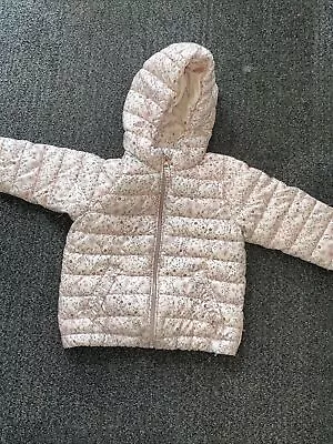 Girls Pink Next Floral Winter Hooded Coat Age 12-18 Months  • £1