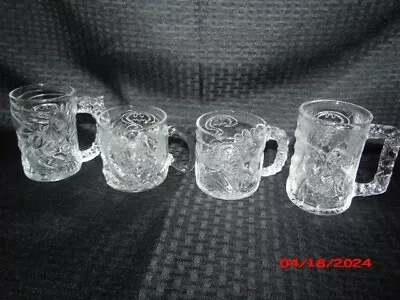 Batman Forever McDonalds 1995 Complete Set 4 Embossed Glass Mugs Cups Vintage • $25