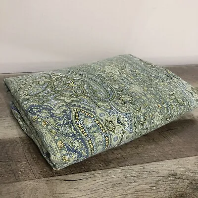 MIRABELLO Italy Queen Flat Sheet 100% Cotton Green Blue Paisley ~ ISSUES • $75