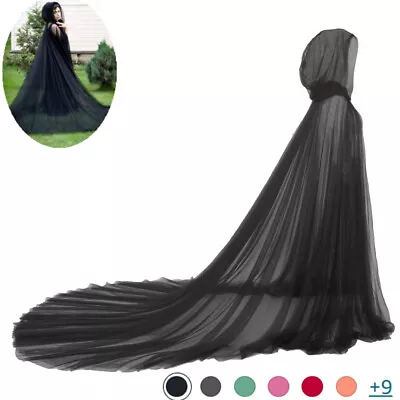 Women's Long Hooded Cloak Ghost Bride Cloak Wedding Tulle Elf Gothic Long Cape • $29.99