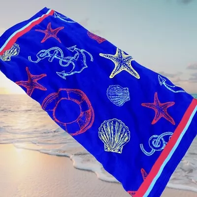 Silver One Nautical Blue Beach Soft Towel • £9.50