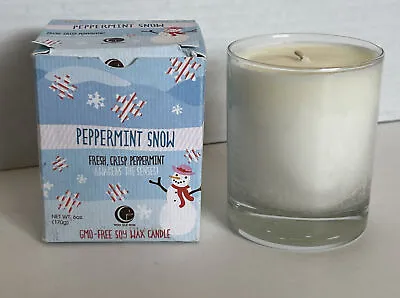 Vermont Soy Way Out Wax Candle Peppermint Snow Net Wt 6 Oz Clear Glass Tumbler • $7.99