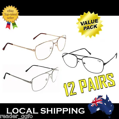12 Pairs Metal Frame Reading Glasses Australian Standard +1.0~4.0 • $32.99