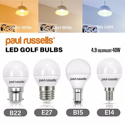 LED Golf Ball Bayonet B22 B15 Screw E27 E14 Warm Cool White Day Light Bulbs 240V • £5.90