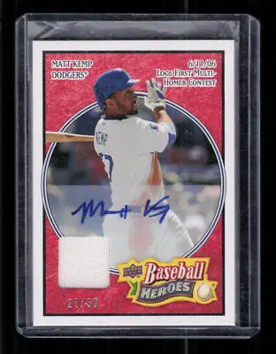 2008 Upper Deck Baseball Heroes #90 Matt Kemp Jersey Auto #'d /50 • $19.95