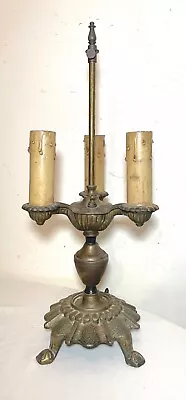 Antique Ornate Art Deco Gold Toned Cast Iron Electric Candelabra Table Lamp  • $265.49