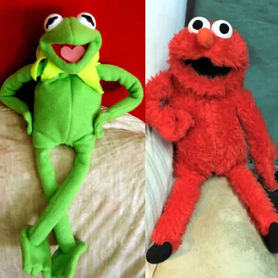 Kermit + Elmo 2 Hand Crafted Puppets Toy Muppets Sesame Street Muppet Marionete • $100