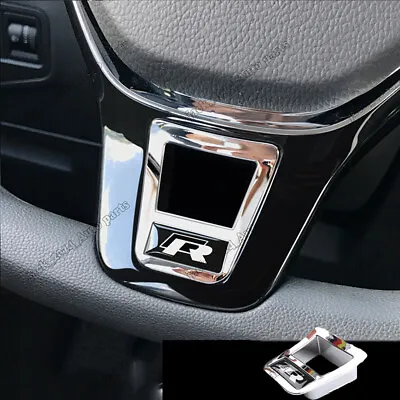 Black R Mark Inner Steering Wheel Cover Trim For Volkswagen VW Tiguan 2017-2024 • $13.04