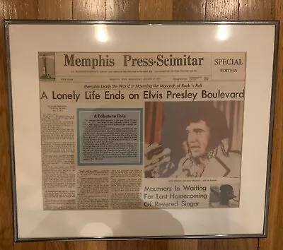 Elvis Presley Death Newspaper Memphis Press-Scimitar Special Edition Framed • $75