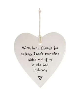 East Of India Friends For So Long Heart Shaped Ceramic Hanging Plaque • £6.49