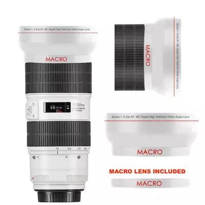 WHITE WIDE ANGLE LENS + MACRO LENS FOR Canon EF 70-200mm F/2.8L IS III USM Lens • $132.19