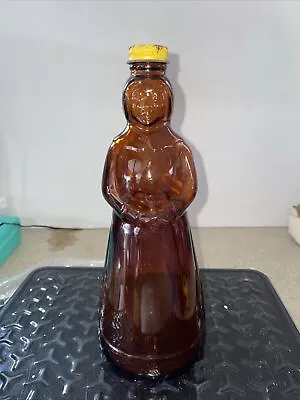 Vintage Mrs Butterworth 10  Amber Glass Syrup Bottle Metal Cap 1976 • $8