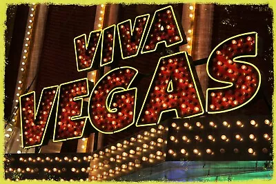 Viva Las Vegas Sign At Night Photograph Image On A Metal Sign Plaque • £4.95