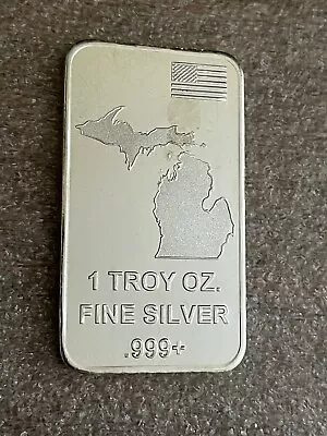 MI-MINT Michigan 1 Troy Ounce .999 Fine Silver Bar • $37.45