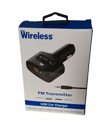 Just Wireless FM Transmitter (3.5mm) With 2.4A/12W 2-Port USB Car Charger Black. • $8.99