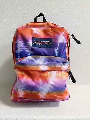 NWT JANSPORT Tie-Dye Superbreak School Backpack Pink Purple Orange Padded • £23.70