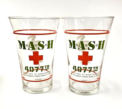 (2) Mash 4077th Drinking Glass 1983 M*A*S*H* TV Soda Tea Pilsner Beer Tumblers • $17.95