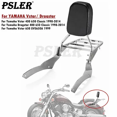 Backrest Sissy Bar Luggage Rack For Yamaha V Star XVS 400 650 Classic 1998-2018 • $81.87